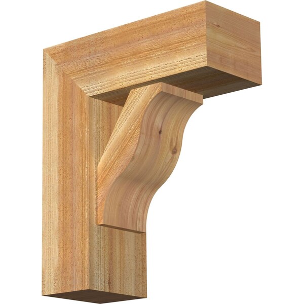Ekena Millwork Funston Block Rough Sawn Bracket w/ Offset Brace, Western Red Cedar, 8"W x 20"D x 24"H BKT0806X20X24FST05RWR - main